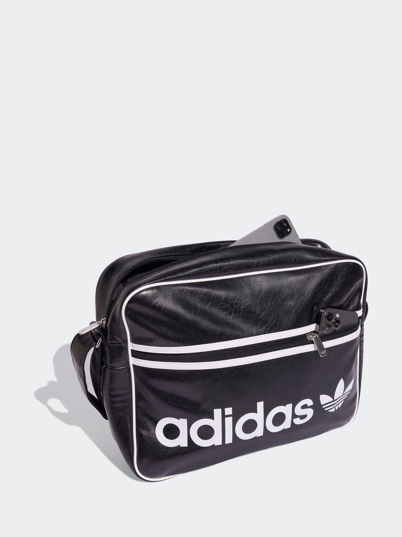 adidas Originals black airliner bag faux leather 17.7L, imported from the UK