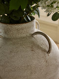 Artificial hydrangea arrangement white extra large in metal pot, imported from the UK