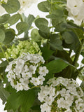 Artificial hydrangea arrangement white extra large in metal pot, imported from the UK