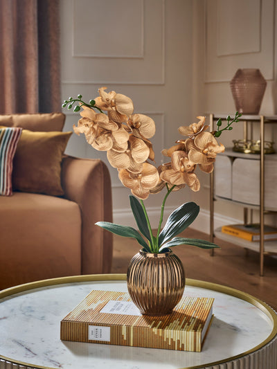 Next Gold Artificial Orchid In Ceramic Vase- Buy online at McGrocer
