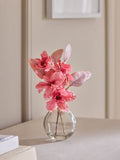 Metallic Pink Artificial Azalea Arrangement in Glass Vase 20cm, imported from the UK