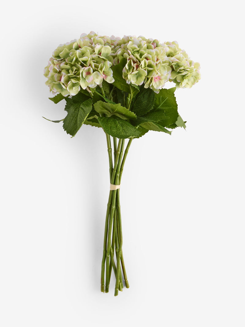 Green artificial hydrangea flower stems (2 pack), UK version