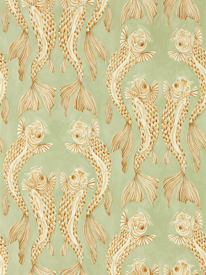 Sanderson Oriental Green Koi wallpaper sample - British product