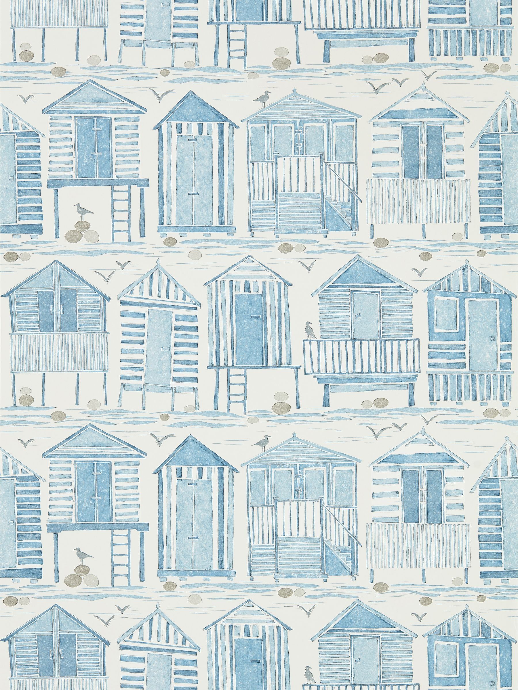 Sanderson Beach Huts wallpaper sample, UK version