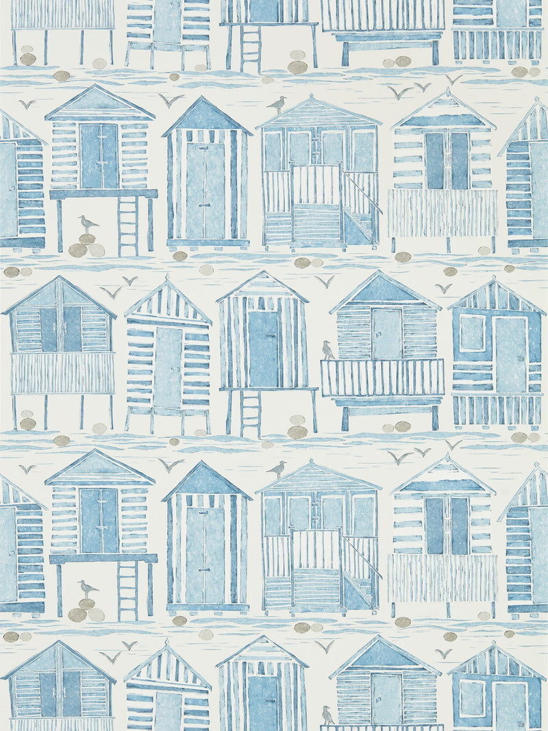 Sanderson Beach Huts wallpaper sample, UK version