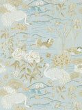 Sanderson wallpaper sample Sky Honey Crane Frog, imported from the UK