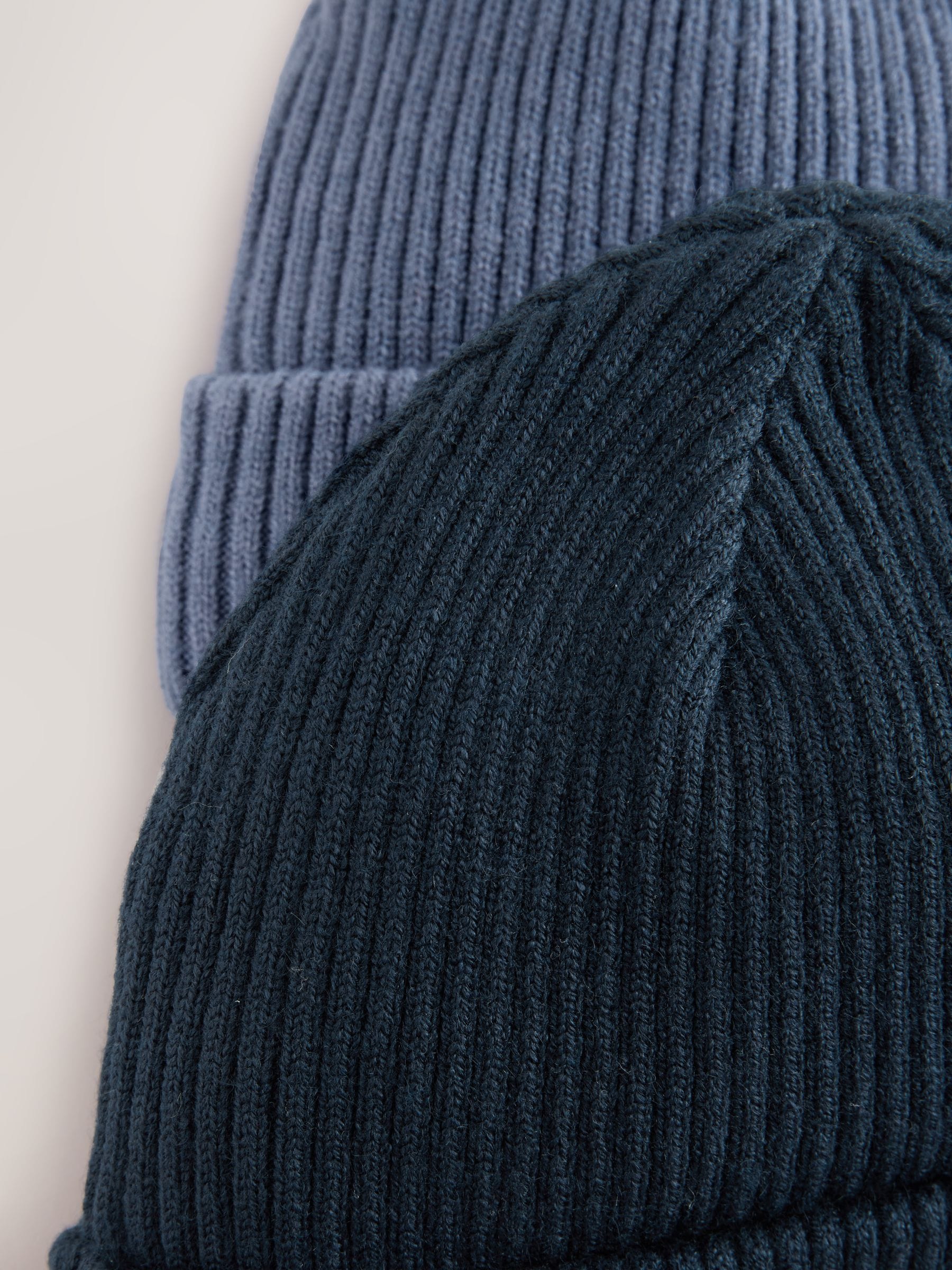 Blue knitted baby beanie hats 2 pack soft, UK version