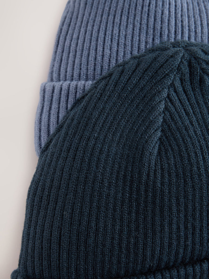 Blue knitted baby beanie hats 2 pack soft, UK version