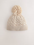 Cream knitted cable pom beanie, UK version
