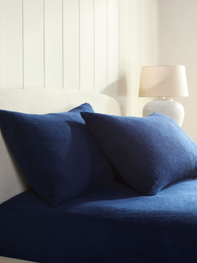 Next Set of 2 Navy Blue Teddy Fleece Pillowcases- Buy online at McGrocer