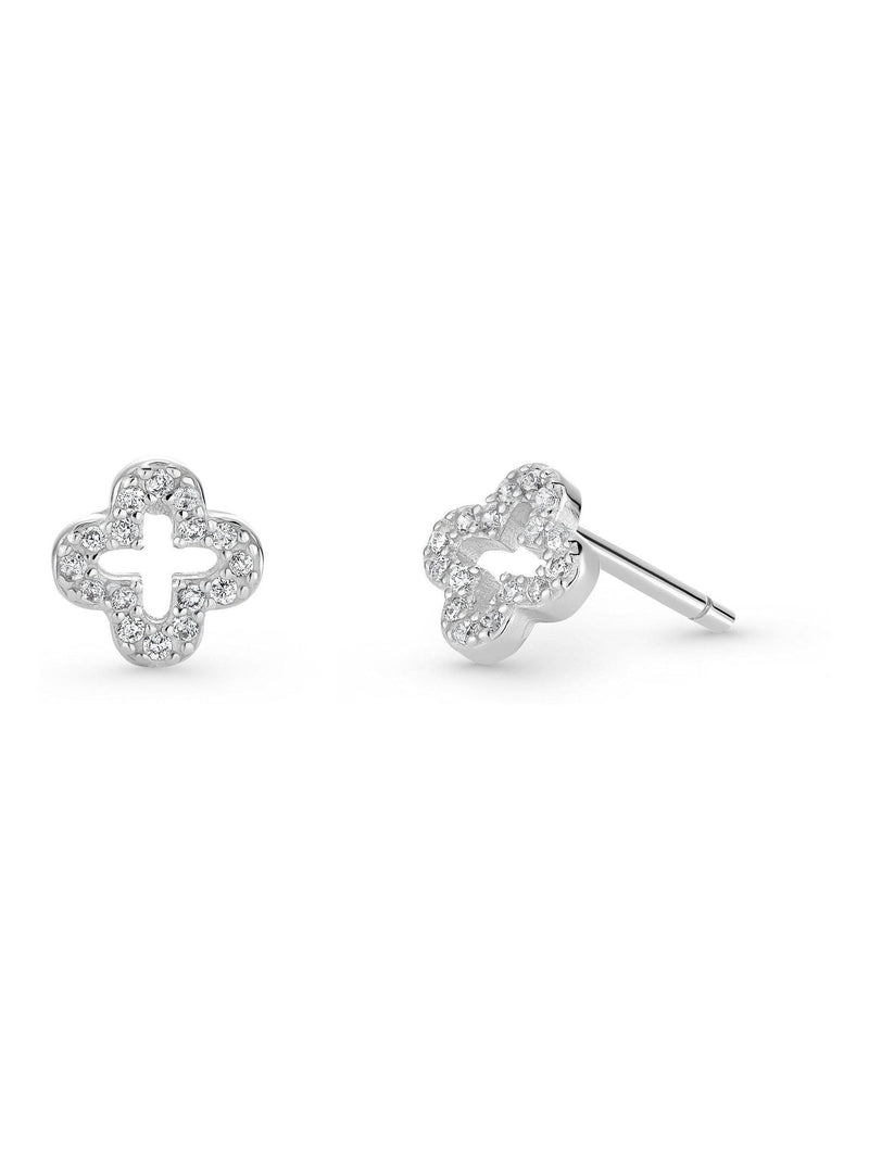 Beaverbrooks sterling silver cubic zirconia clover stud earrings - British product