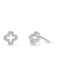 Beaverbrooks sterling silver cubic zirconia clover stud earrings - British product
