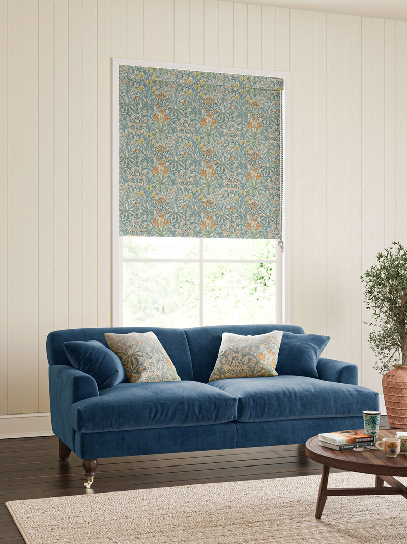 William Morris roller blind blue Woodland Weeds (British brand)