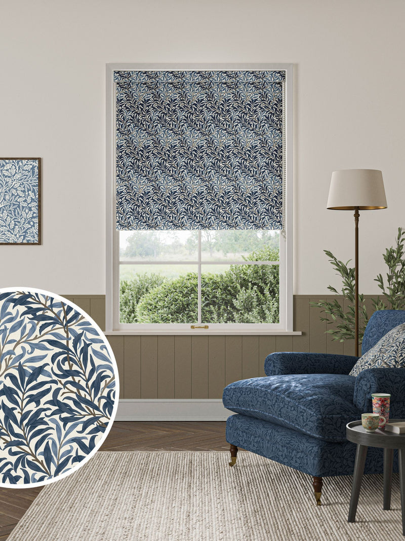 William Morris At Home roller blind Willow Bough midnight blue made to measure, UK version