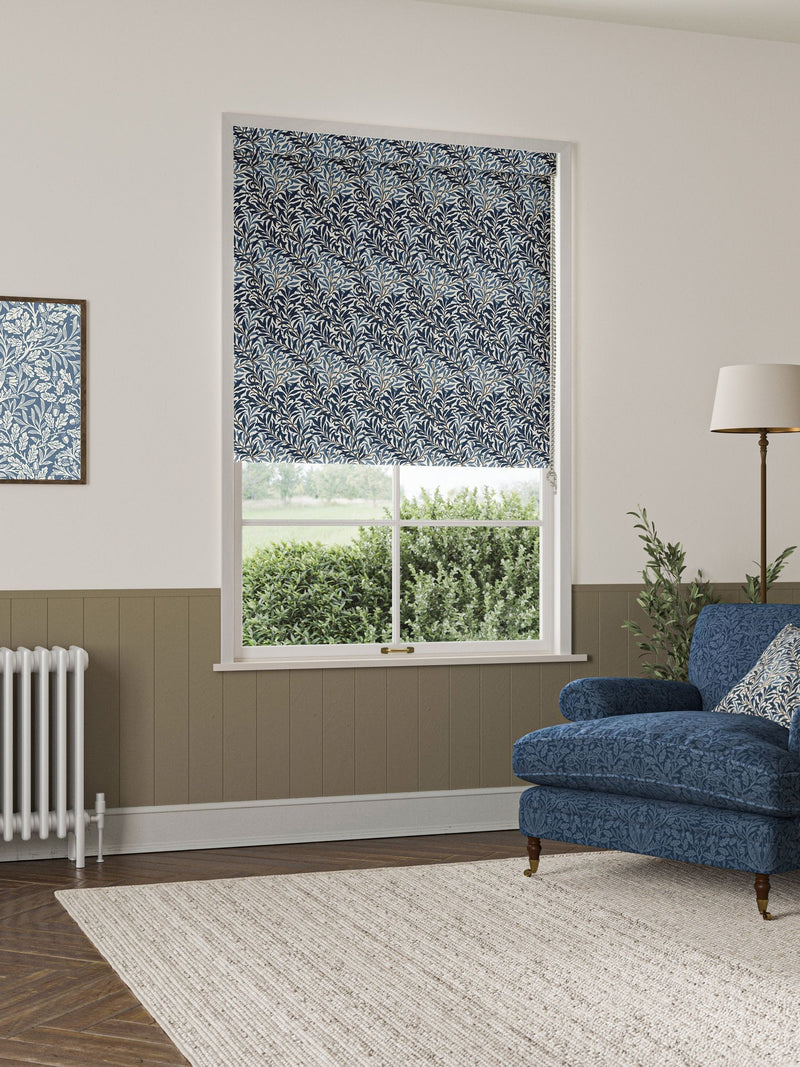 William Morris At Home roller blind Willow Bough midnight blue made to measure, UK version