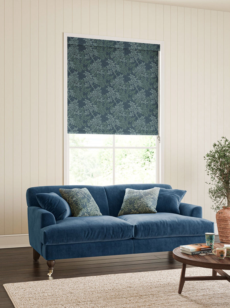 William Morris At Home indigo blue foliage roller blind, UK version