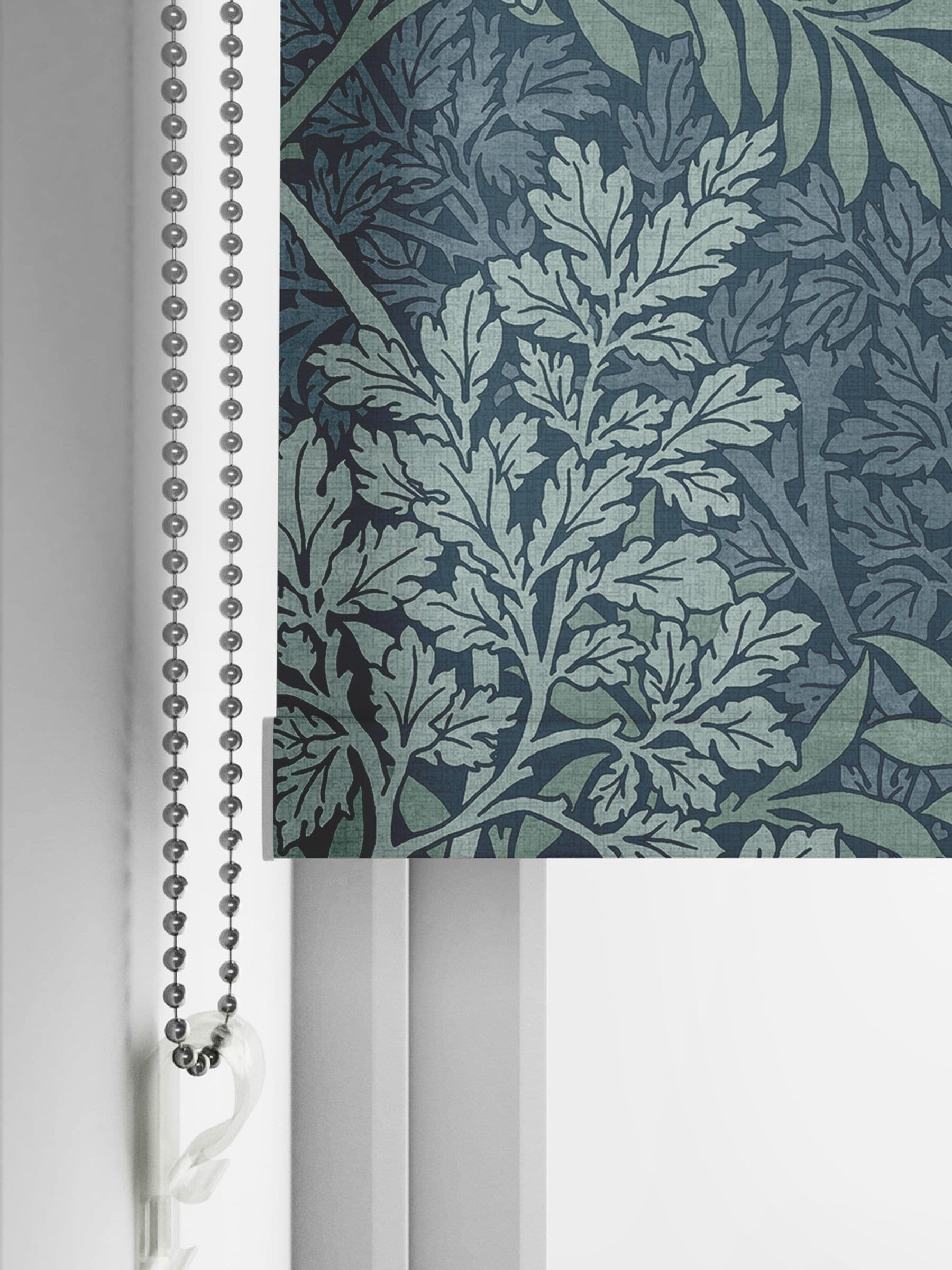 William Morris At Home indigo blue foliage roller blind, UK version