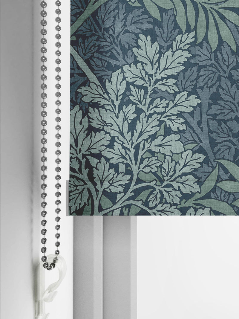 William Morris At Home indigo blue foliage roller blind, UK version