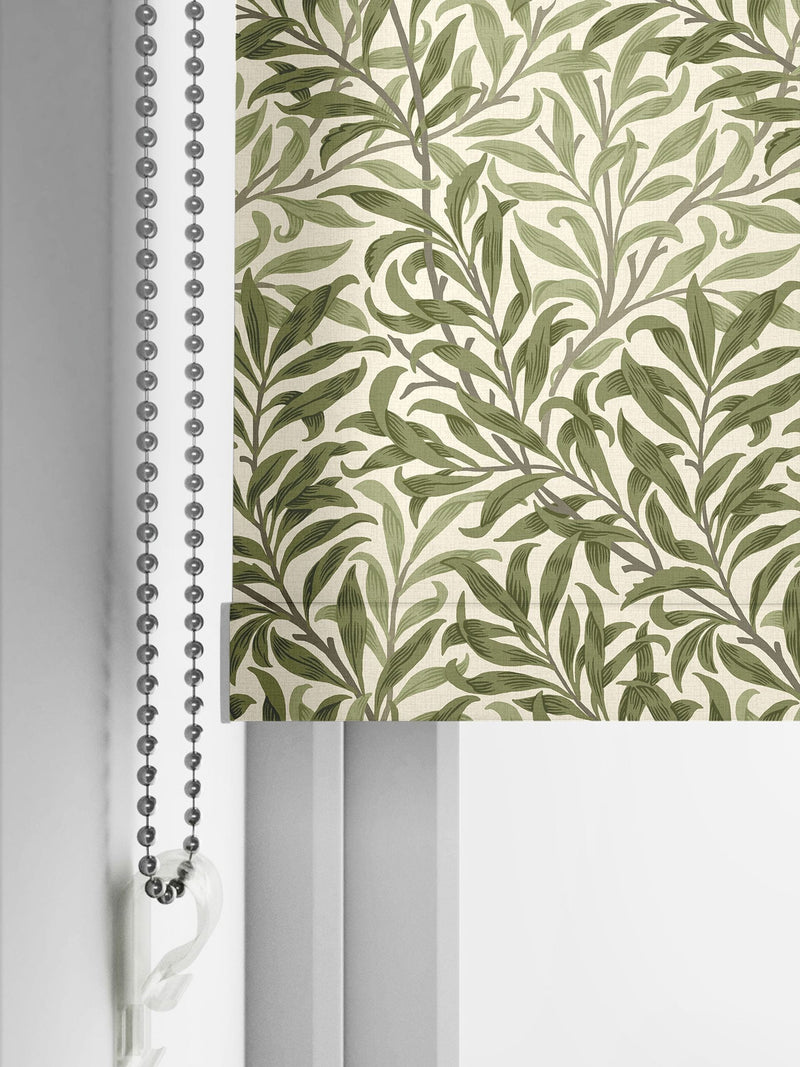 William Morris Willow Bough roller blind in Moss Green (British brand)