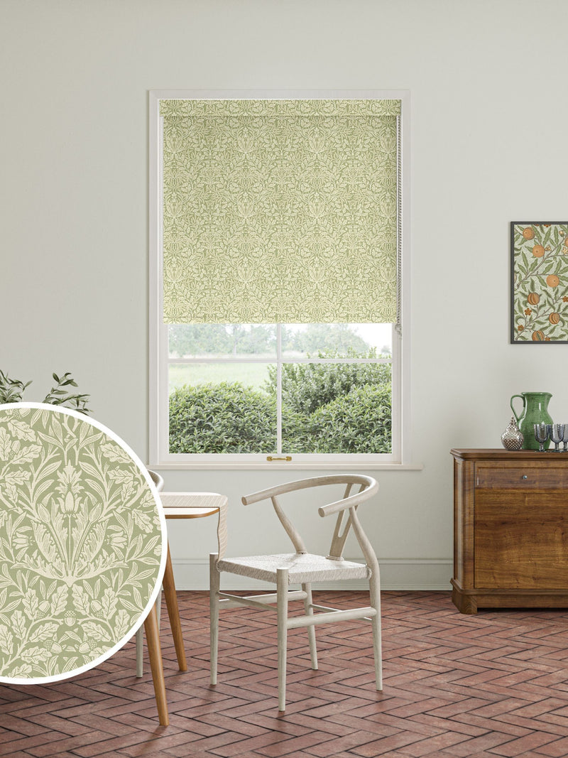 William Morris Lichen Green Acorn made to measure roller blind (British brand)