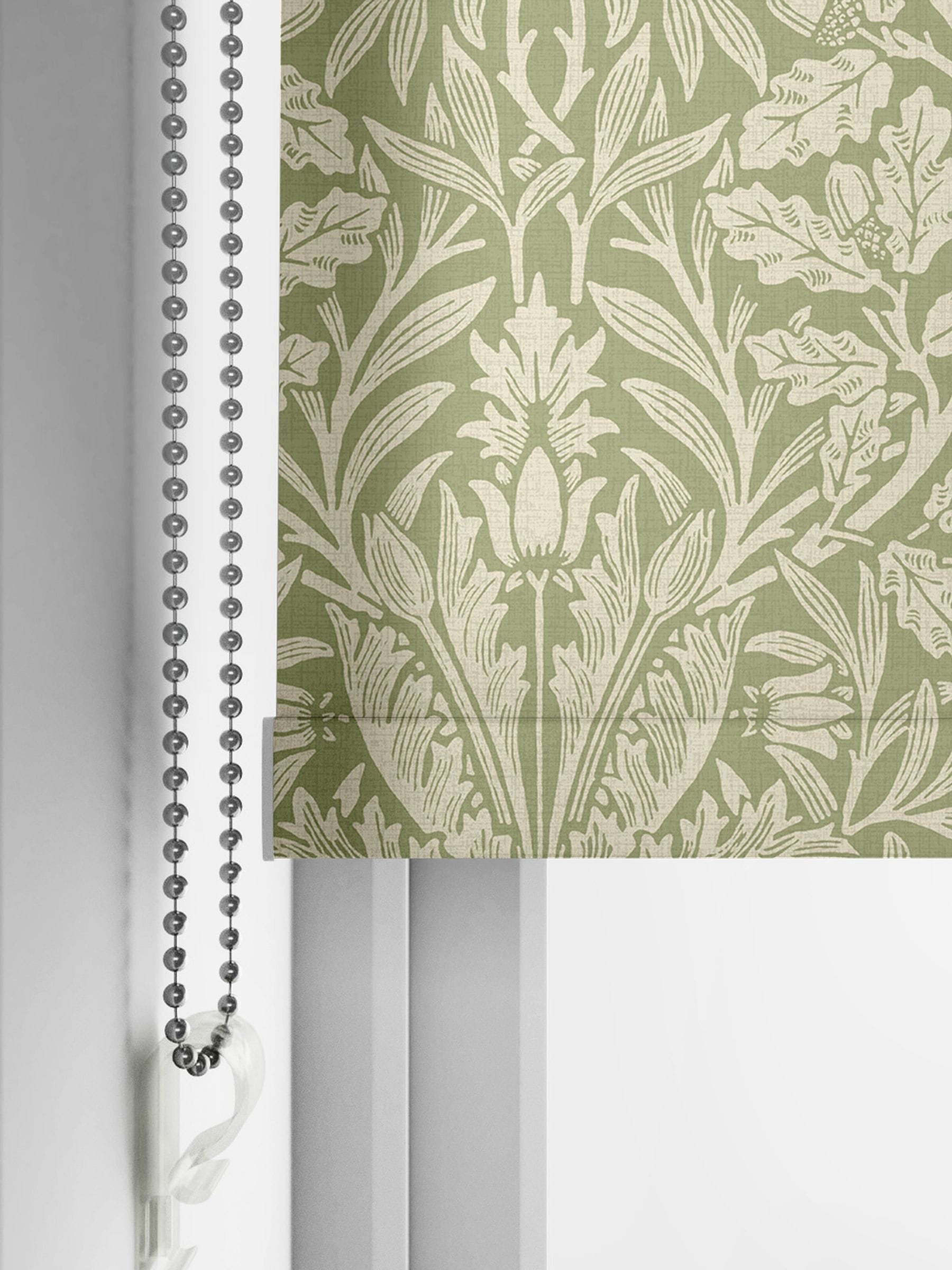 William Morris Lichen Green Acorn made to measure roller blind (British brand)