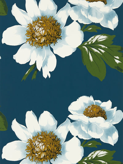 Next Harlequin Azurite Meadow Nectar White Paeonia Wallpaper Sample- Buy online at McGrocer