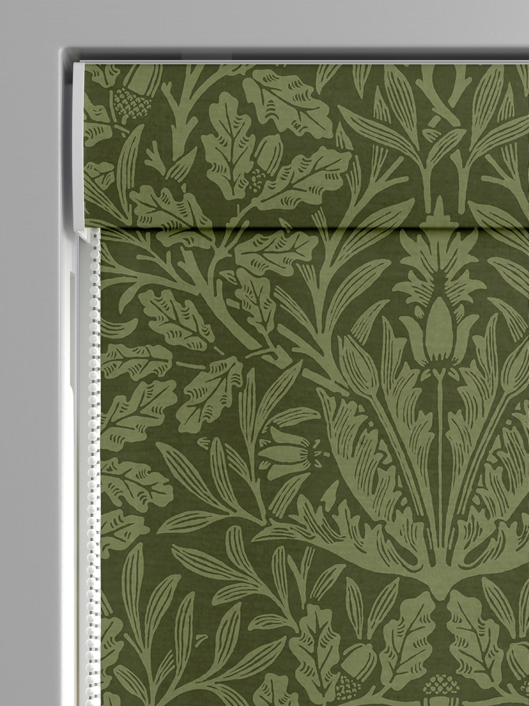 William Morris Moss Green Acorn Velvet Roman blind made to measure, UK version