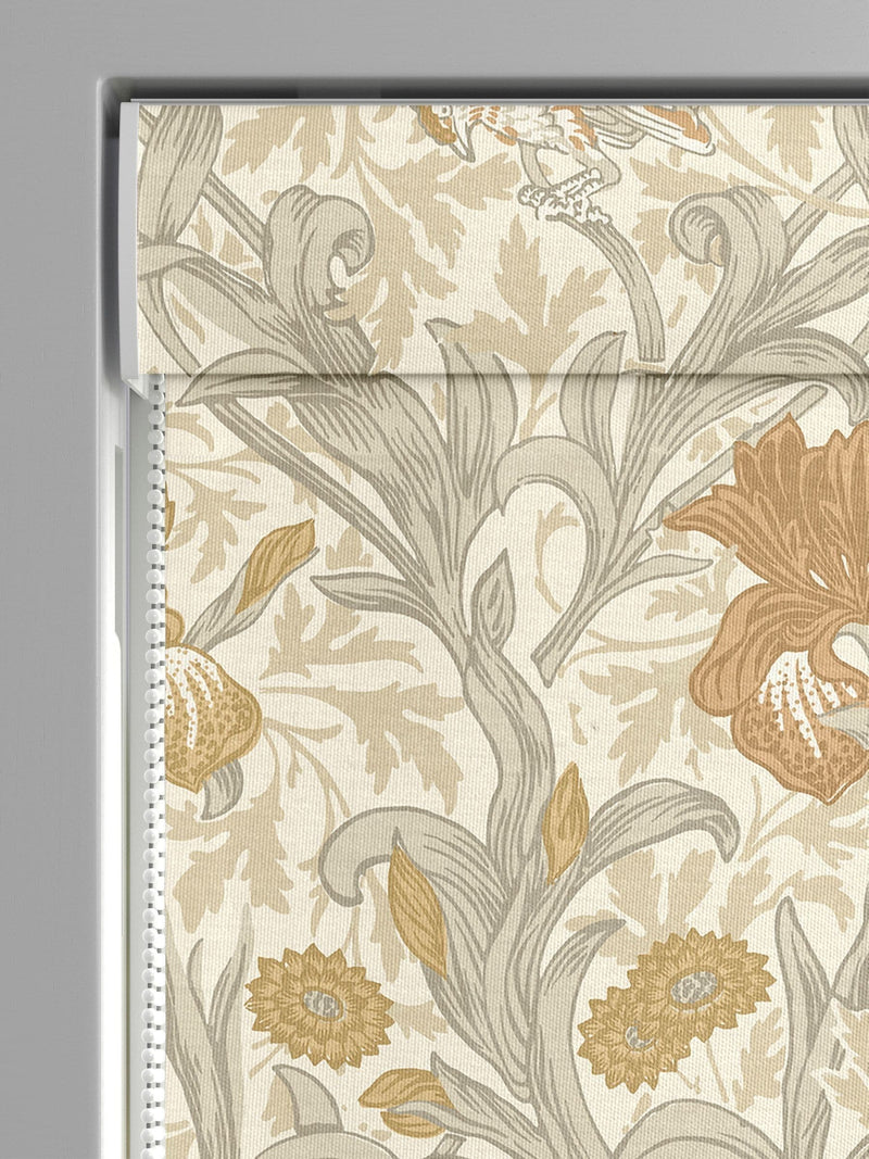 William Morris honey orange iris roman blind made to measure, UK version