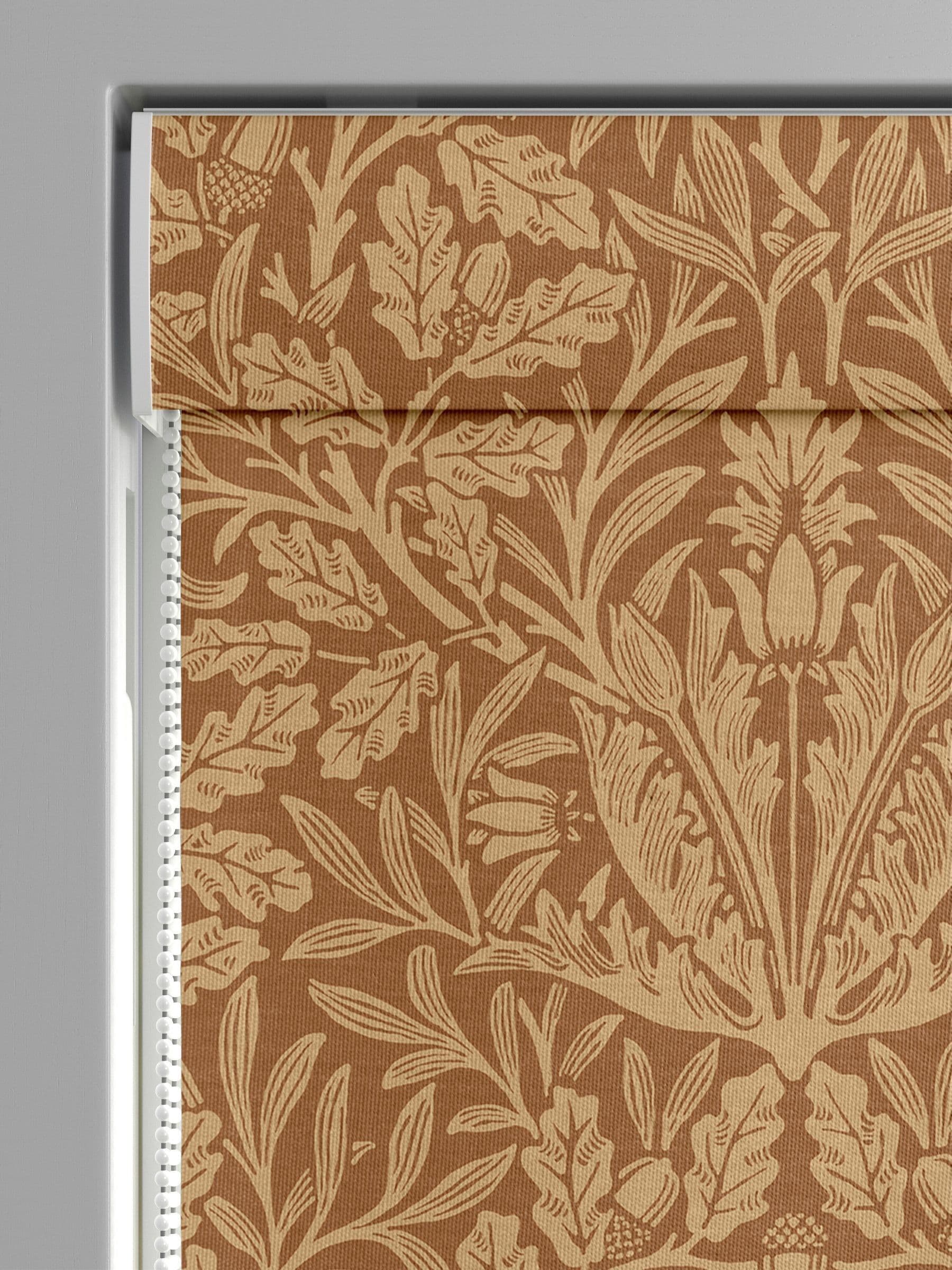 William Morris made to measure roman blind russet brown acorn - British product