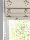 William Morris roman blind with fruit embroidery in natural and sage green - British product