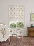 William Morris roman blind with fruit embroidery in natural and sage green - British product