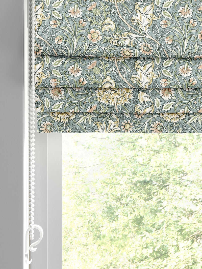 William Morris Blue Double Bough roman blind, UK version