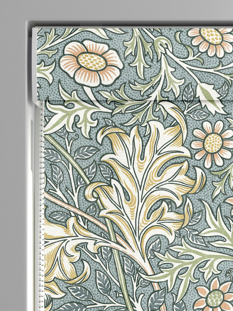 William Morris Blue Double Bough roman blind, UK version