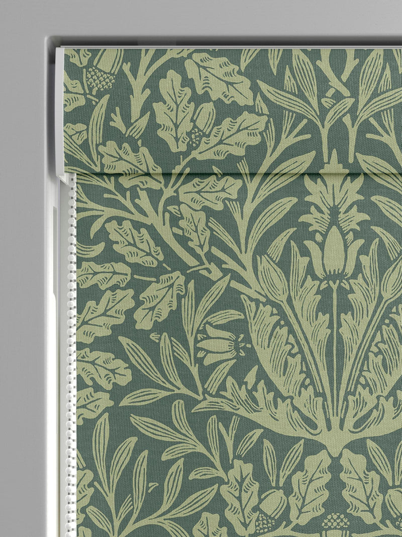 William Morris roman blind Acorn eucalyptus green, UK version