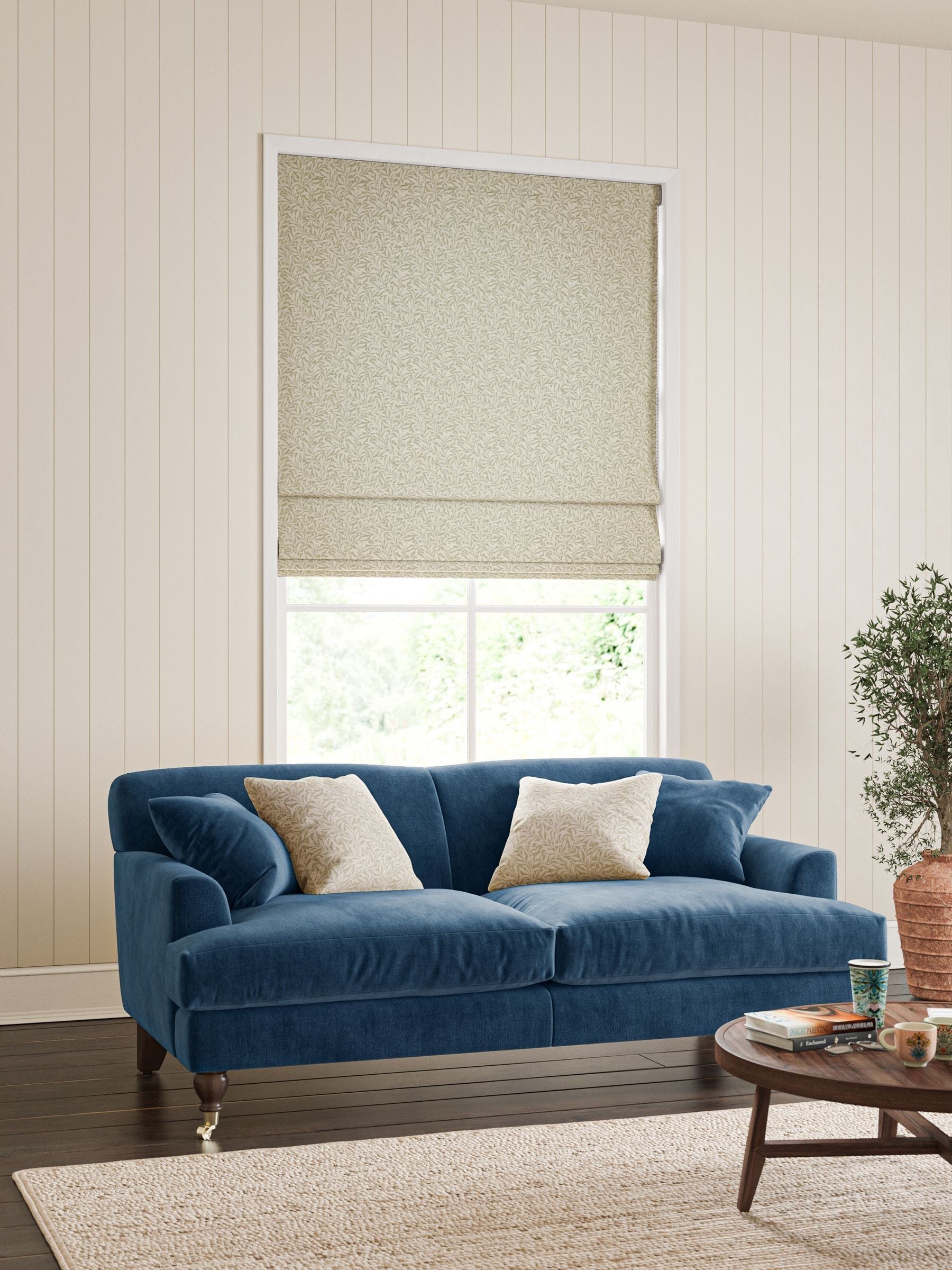 William Morris Lichen Green Willow Bough woven Roman blind (British brand)