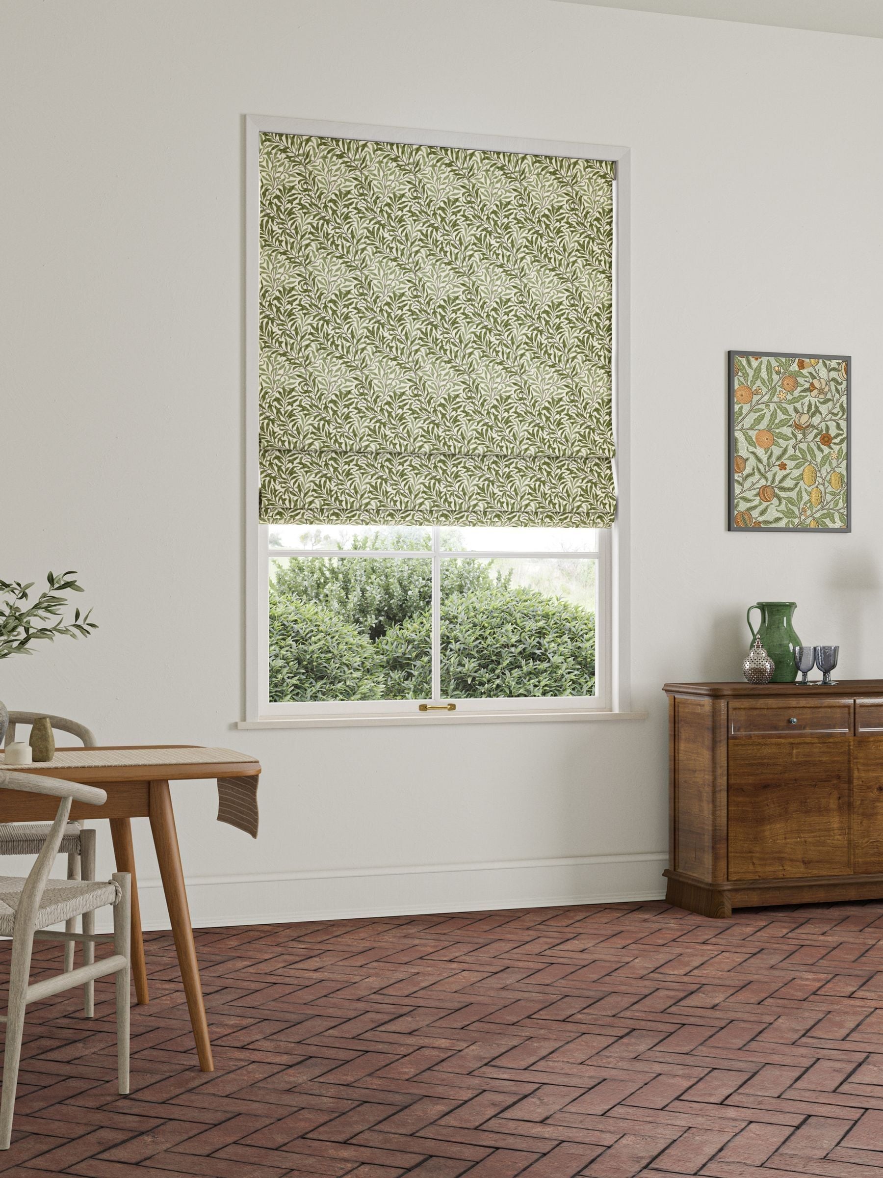 William Morris roman blind Moss Green Willow Bough design - British product