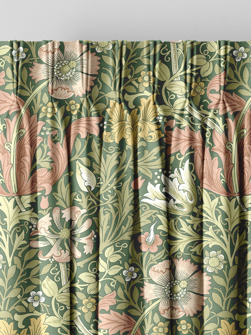 William Morris apple green velvet curtains with Compton pattern made to measure (British brand)