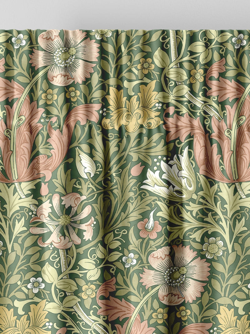 William Morris apple green velvet curtains with Compton pattern made to measure (British brand)