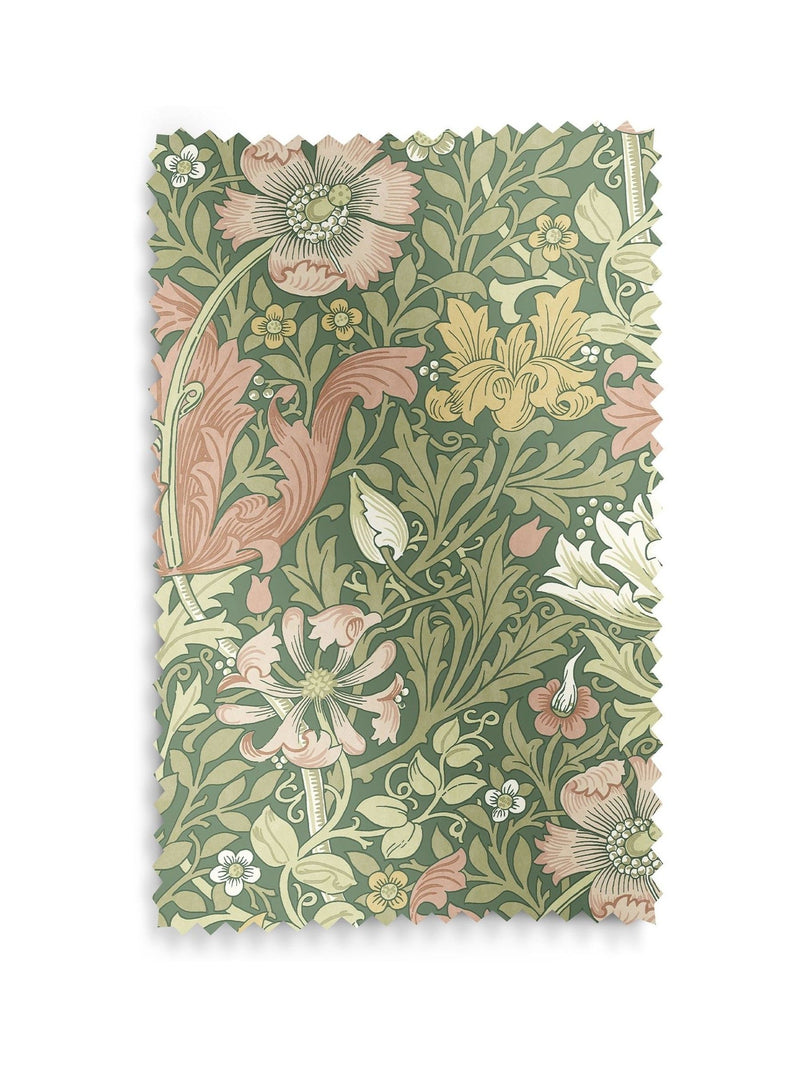 William Morris apple green velvet curtains with Compton pattern made to measure (British brand)