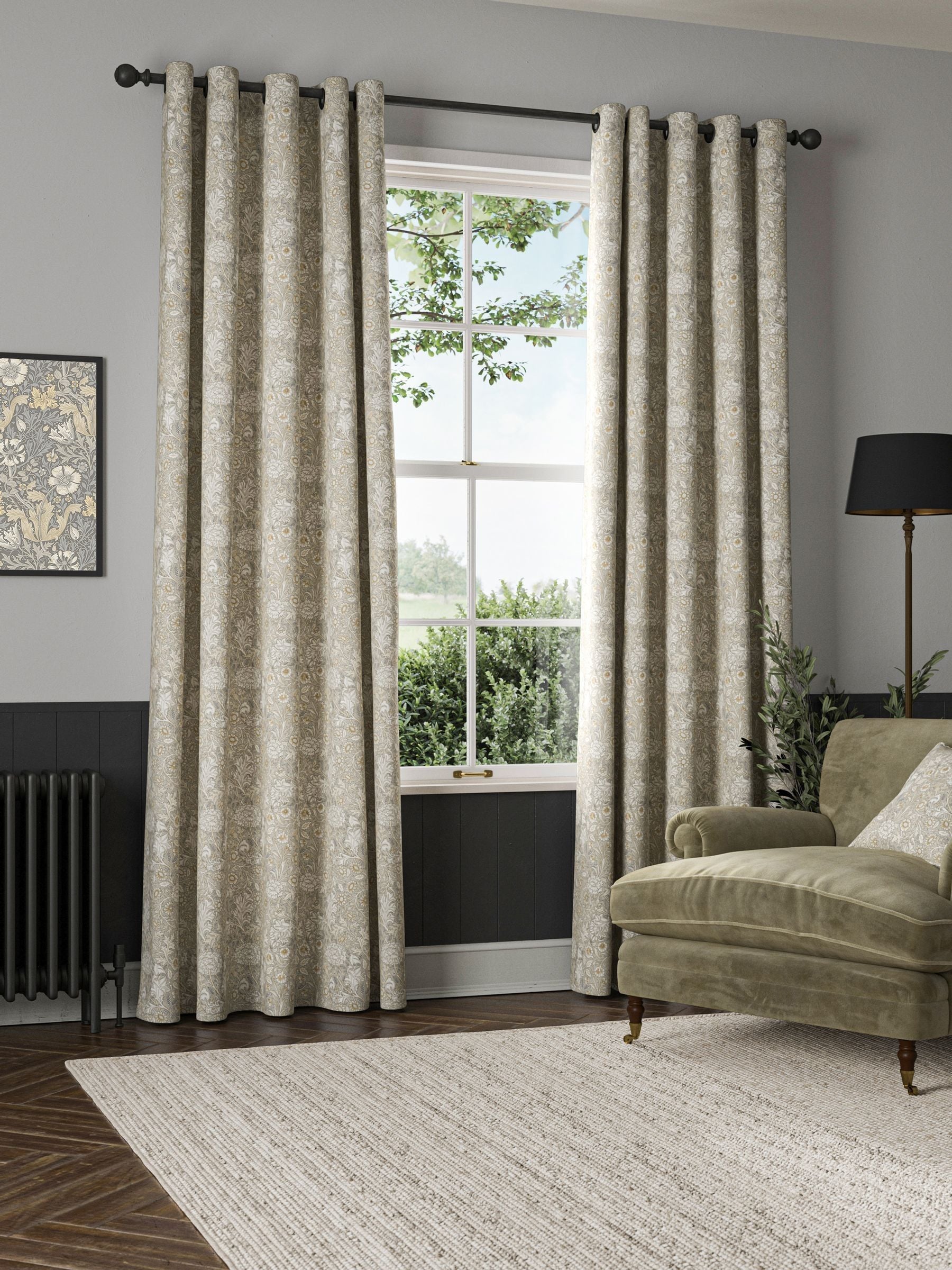 William Morris Double Bough natural cotton curtains (British brand)