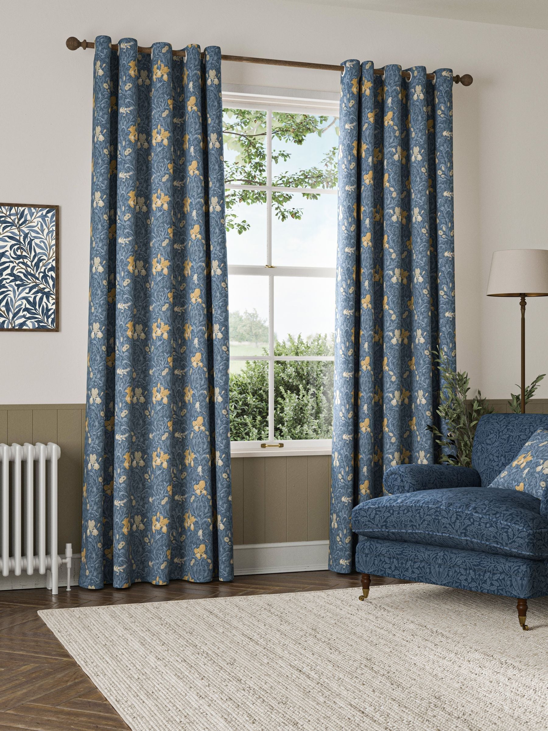 William Morris River Blue Iris made to measure curtains (British brand)