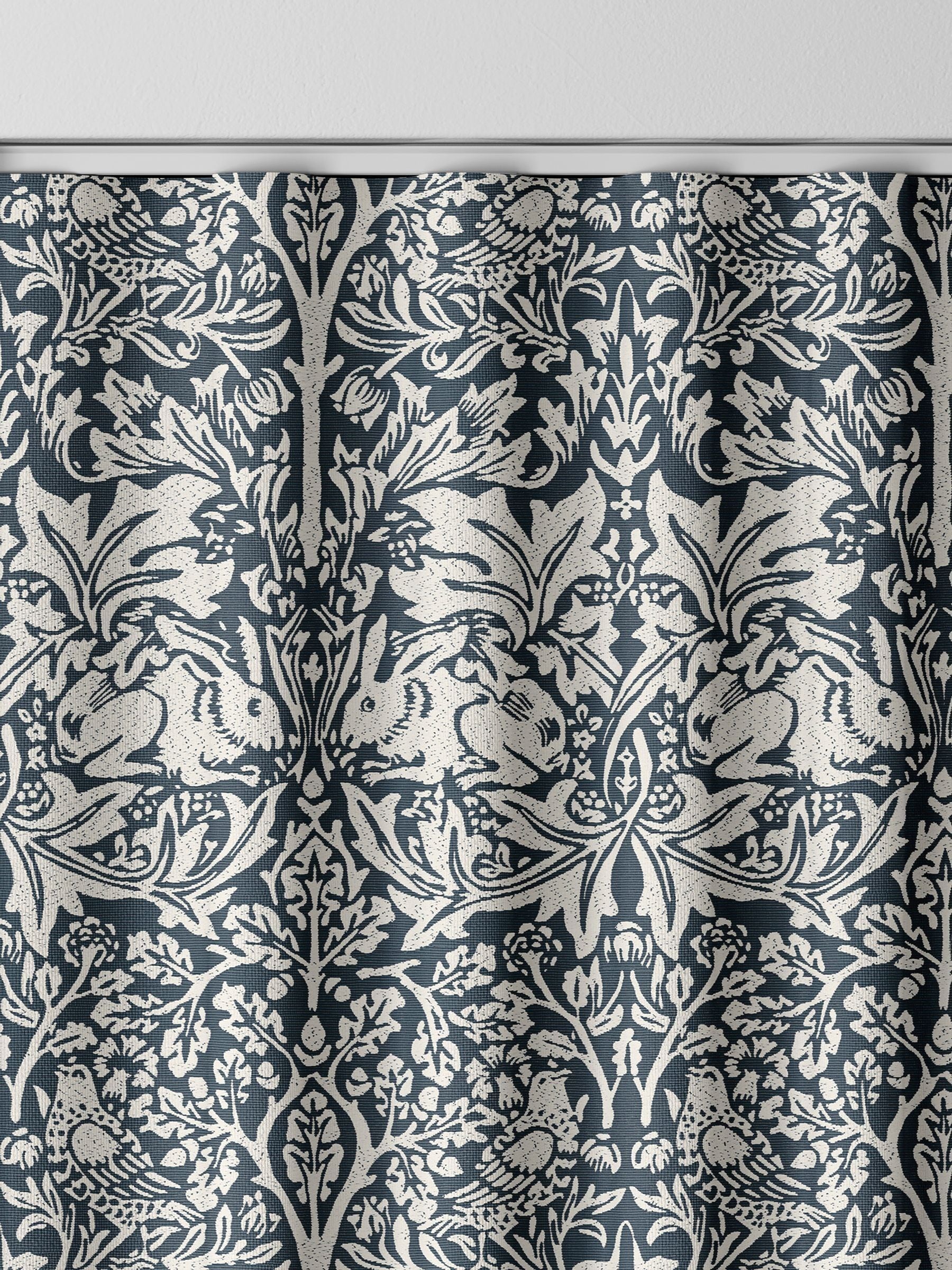 William Morris River Blue Brother Rabbit curtains, imported from the UK