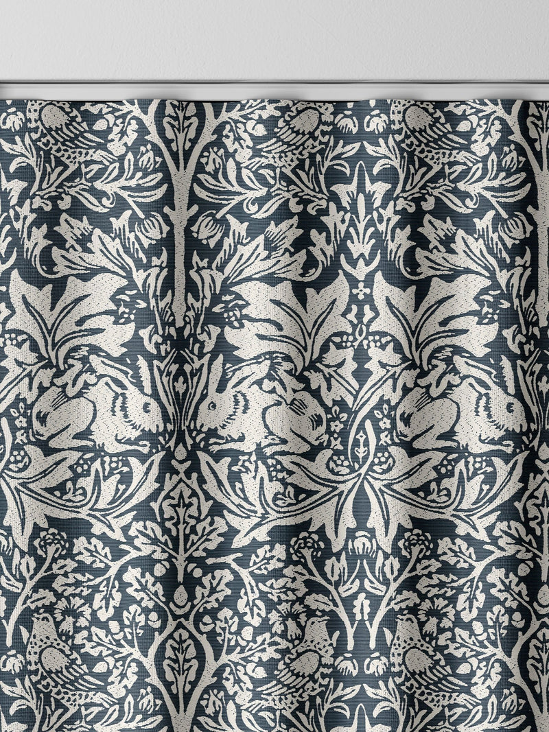 William Morris River Blue Brother Rabbit curtains, imported from the UK