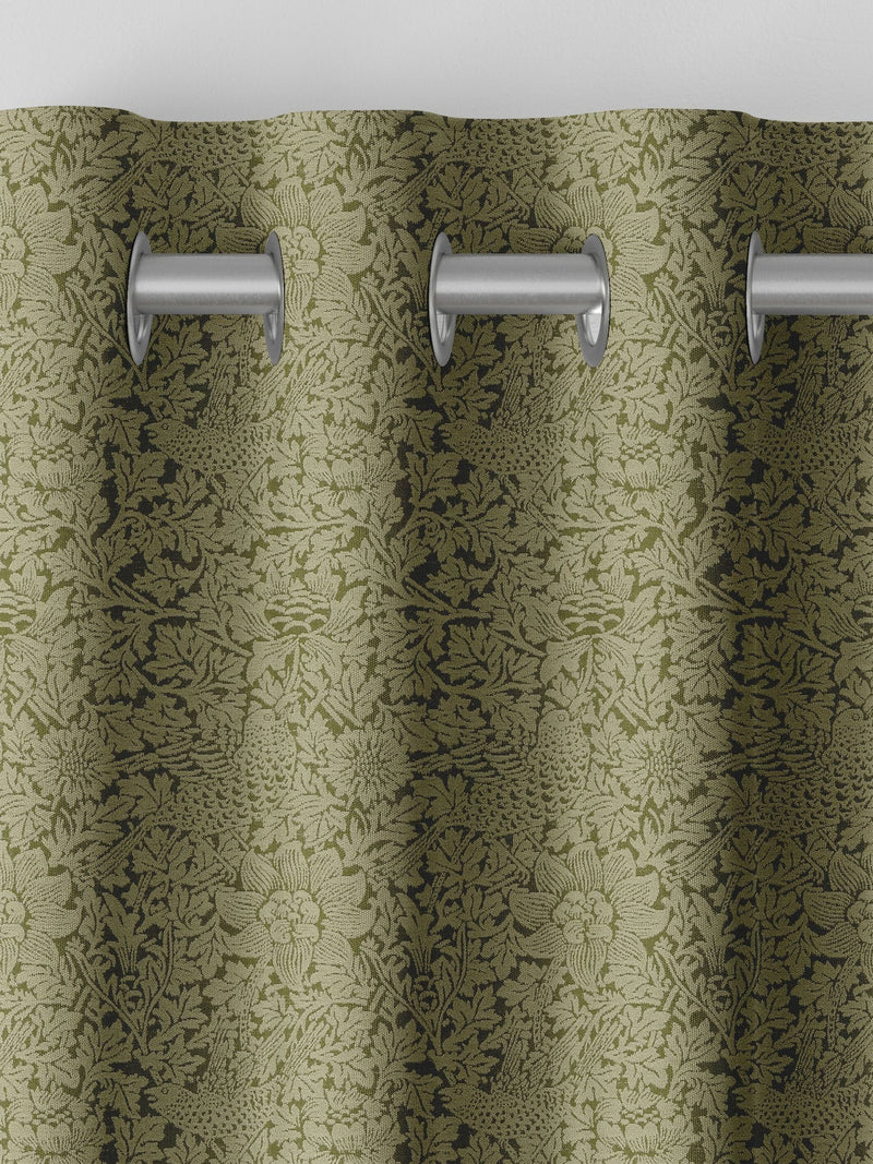 William Morris moss green Bird and Anemone woven curtains, UK version