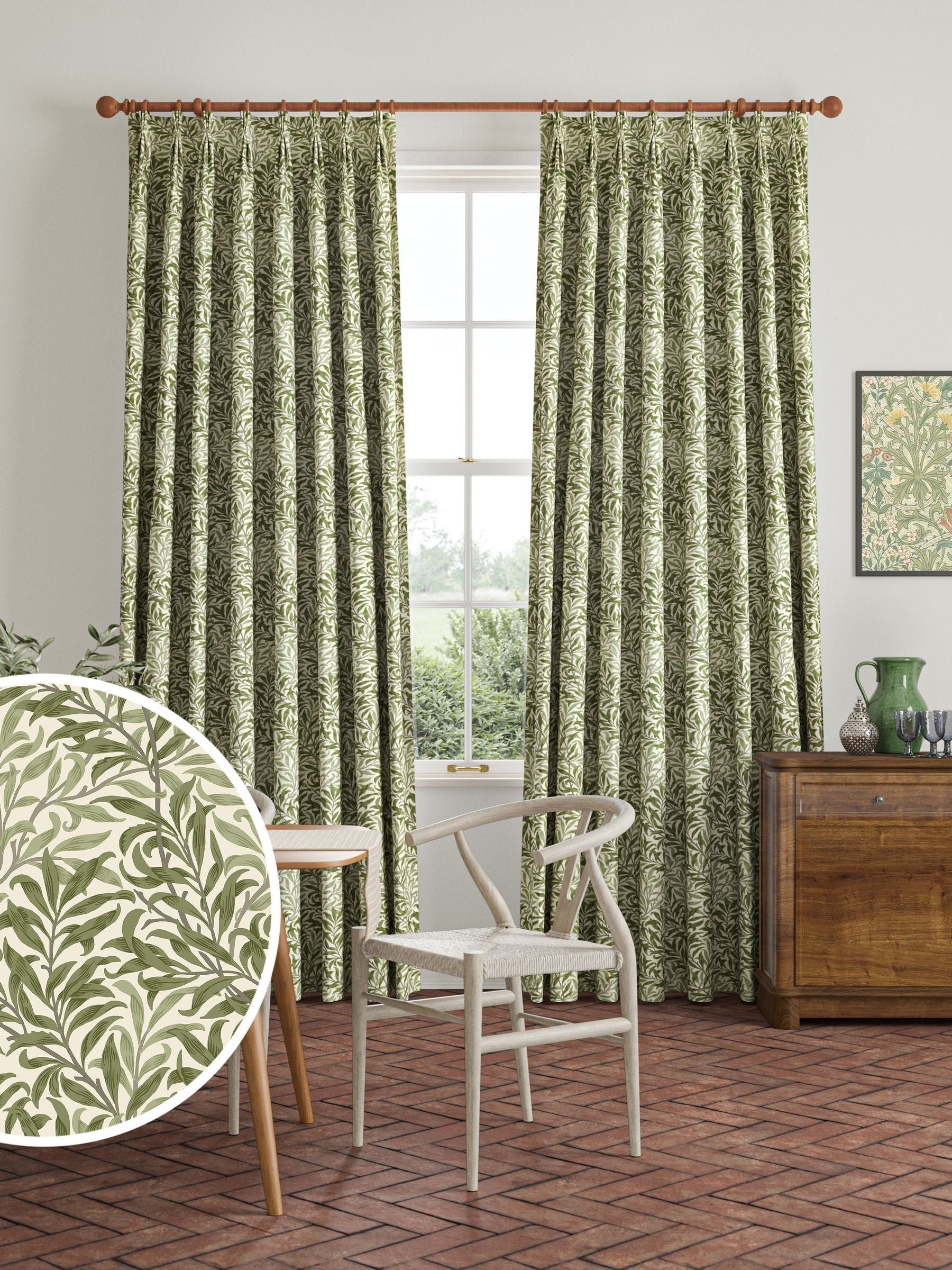 William Morris Moss Green Willow Bough curtains - British product