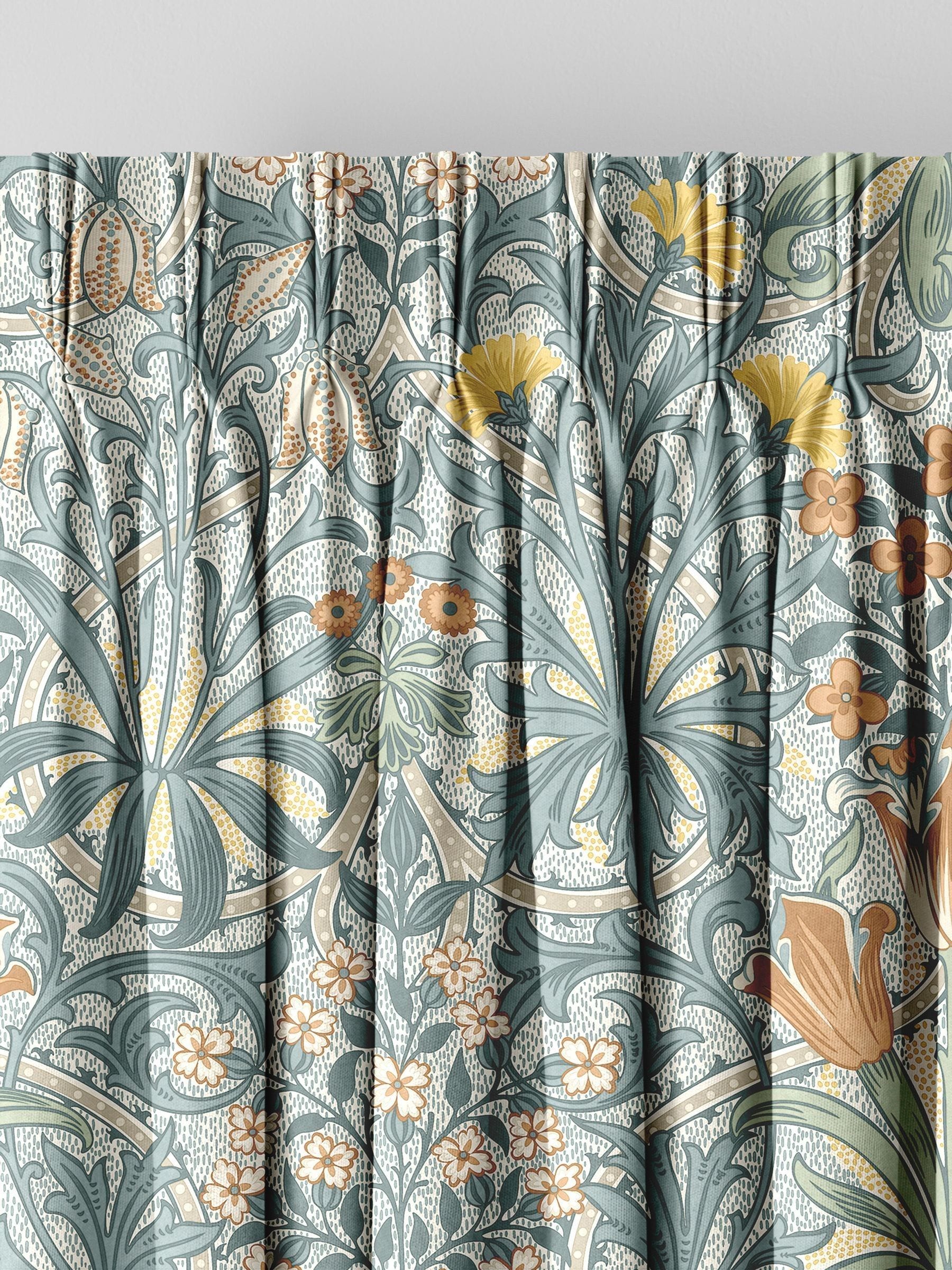 William Morris blue Woodland Weeds design curtains - British product