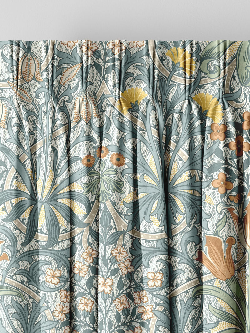 William Morris blue Woodland Weeds design curtains - British product
