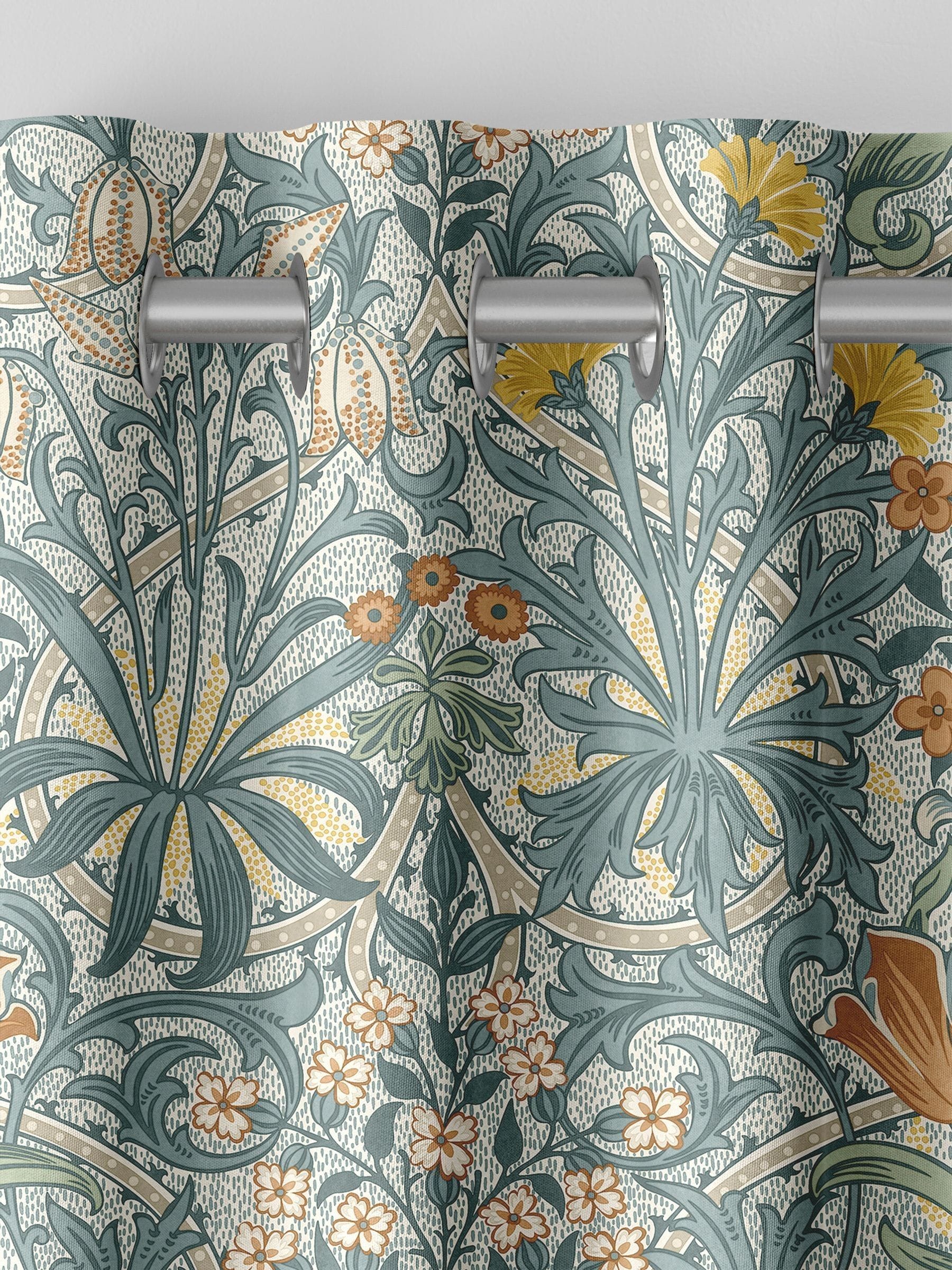 William Morris blue Woodland Weeds design curtains - British product
