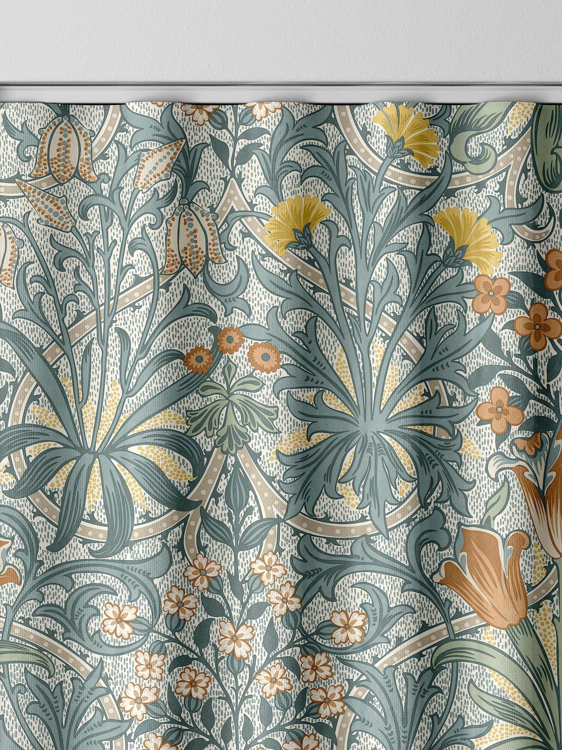 William Morris blue Woodland Weeds design curtains - British product