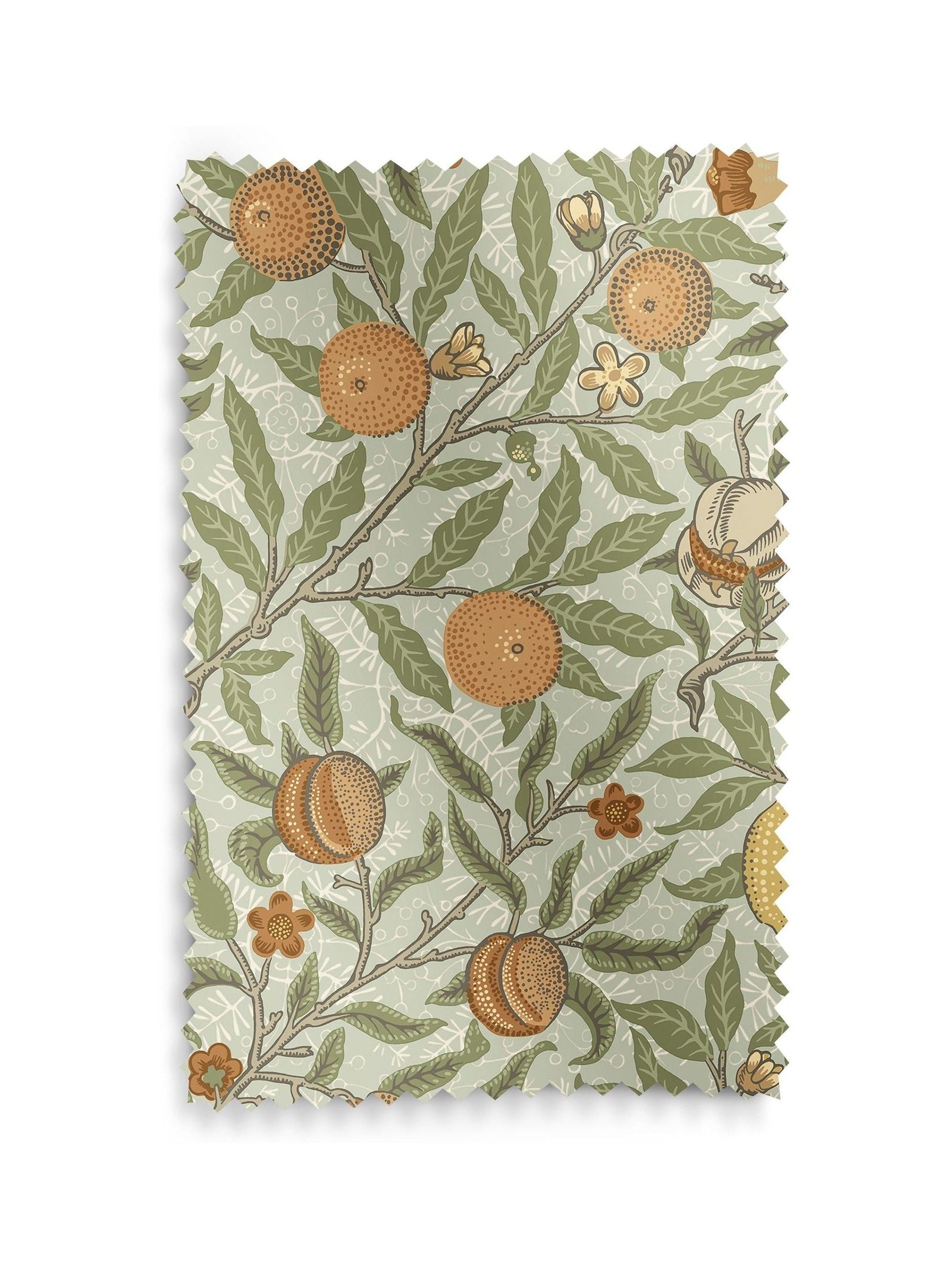 William Morris curtains lichen green fruit design (British brand)